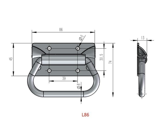 L86mm دستگاه کابینت تاشو گالوانیزه دستگیره های قفسه سینه فولادی کربنی